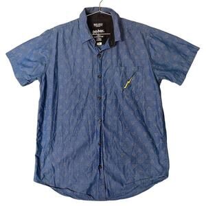 Box Lunch Harry Potter Mens Medium Blue Graphic Print Button-Up Shirt